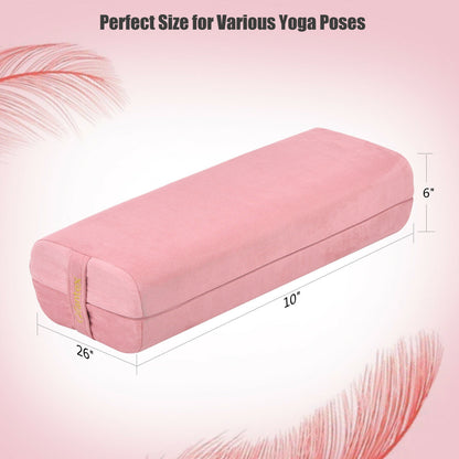 Yoga Bolster Pillow with Washable Cover and Carry Handle-Pink