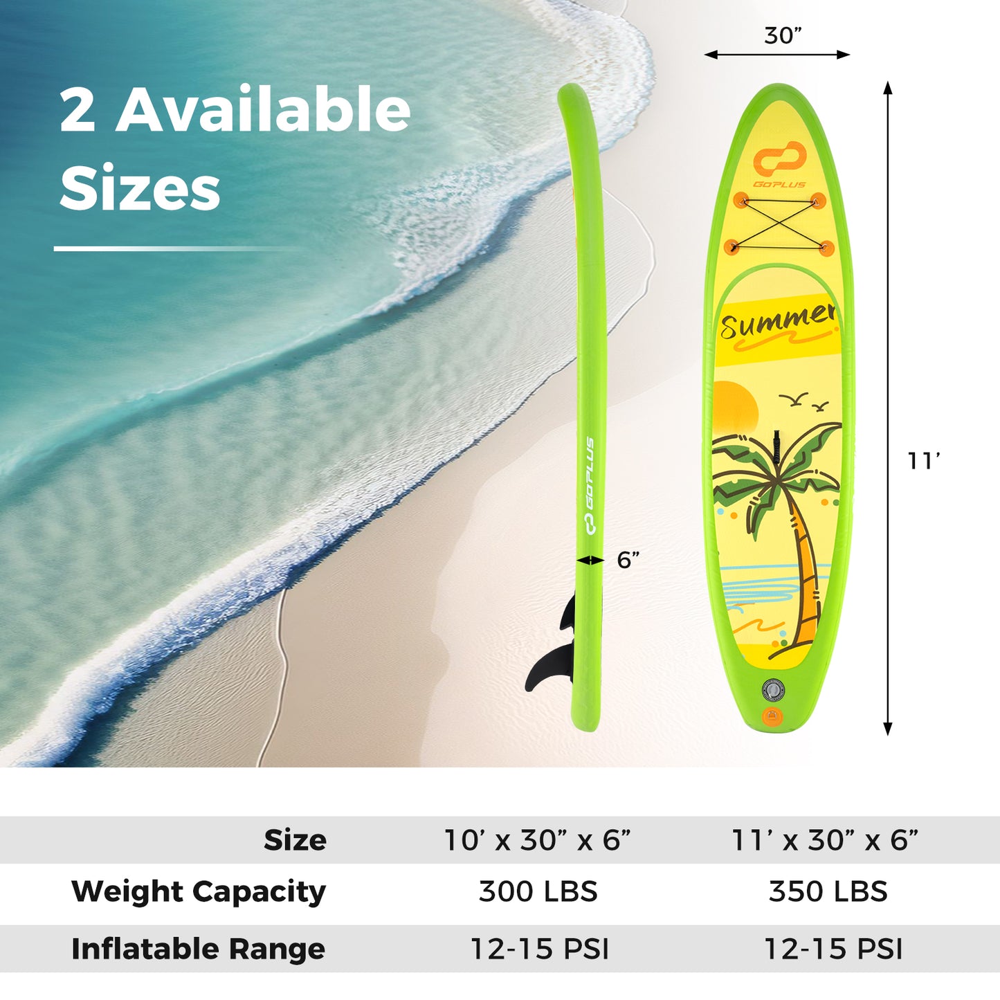 Inflatable Stand up Paddle Board iSUP Board Accessories with 3 Fins-L Kids Crystal