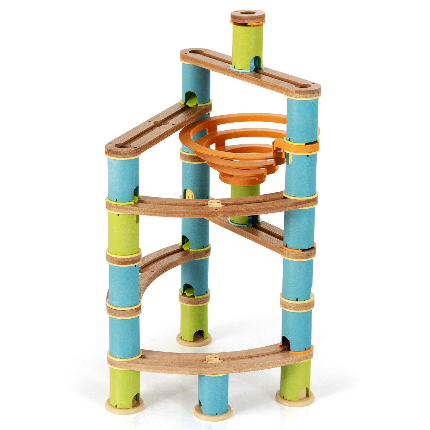 Bamboo Build Run Toy with Marbles for Kids Over 4 Kids Crystal