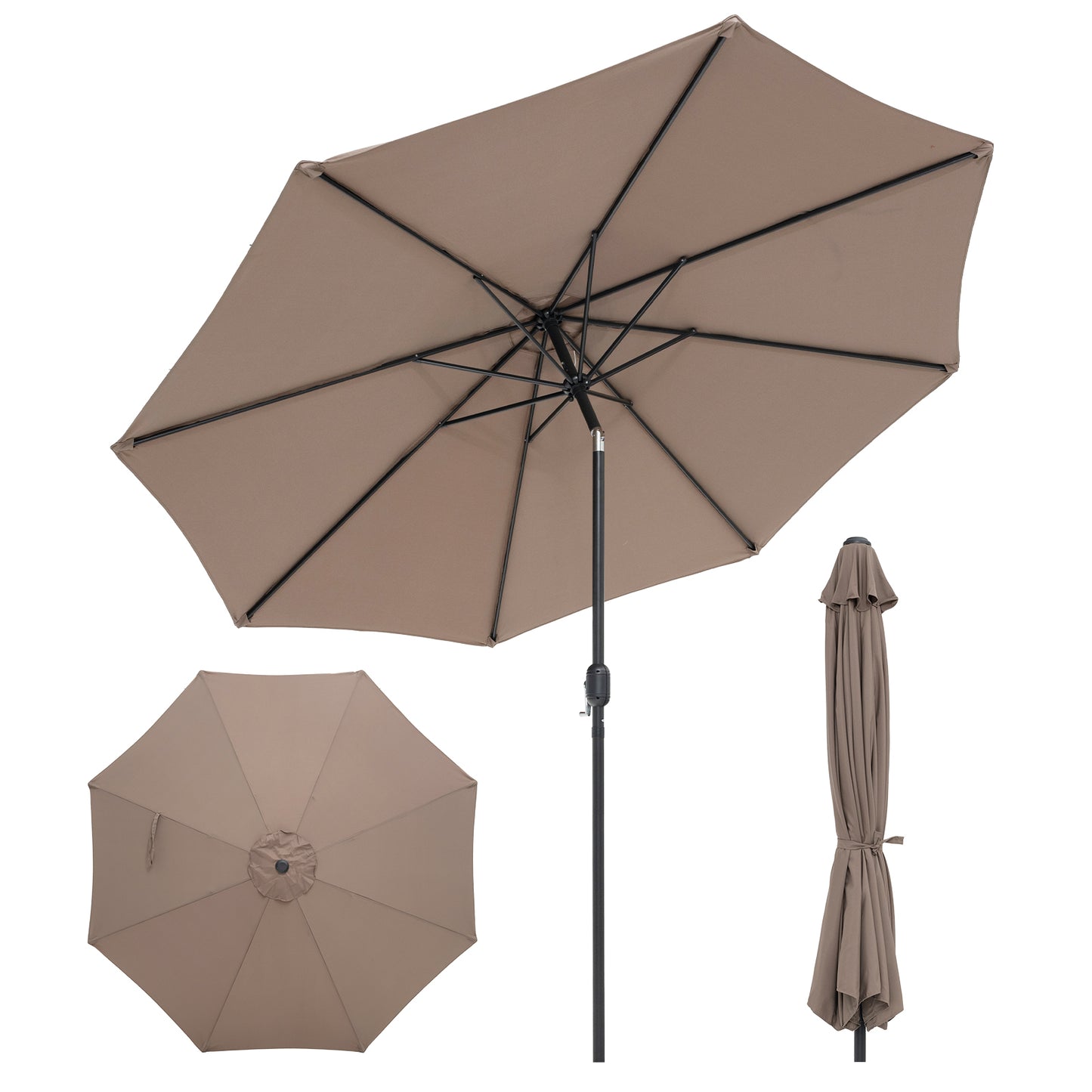 10 Feet Outdoor Patio Umbrella with Tilt Adjustment and Crank-Tan Kids Crystal