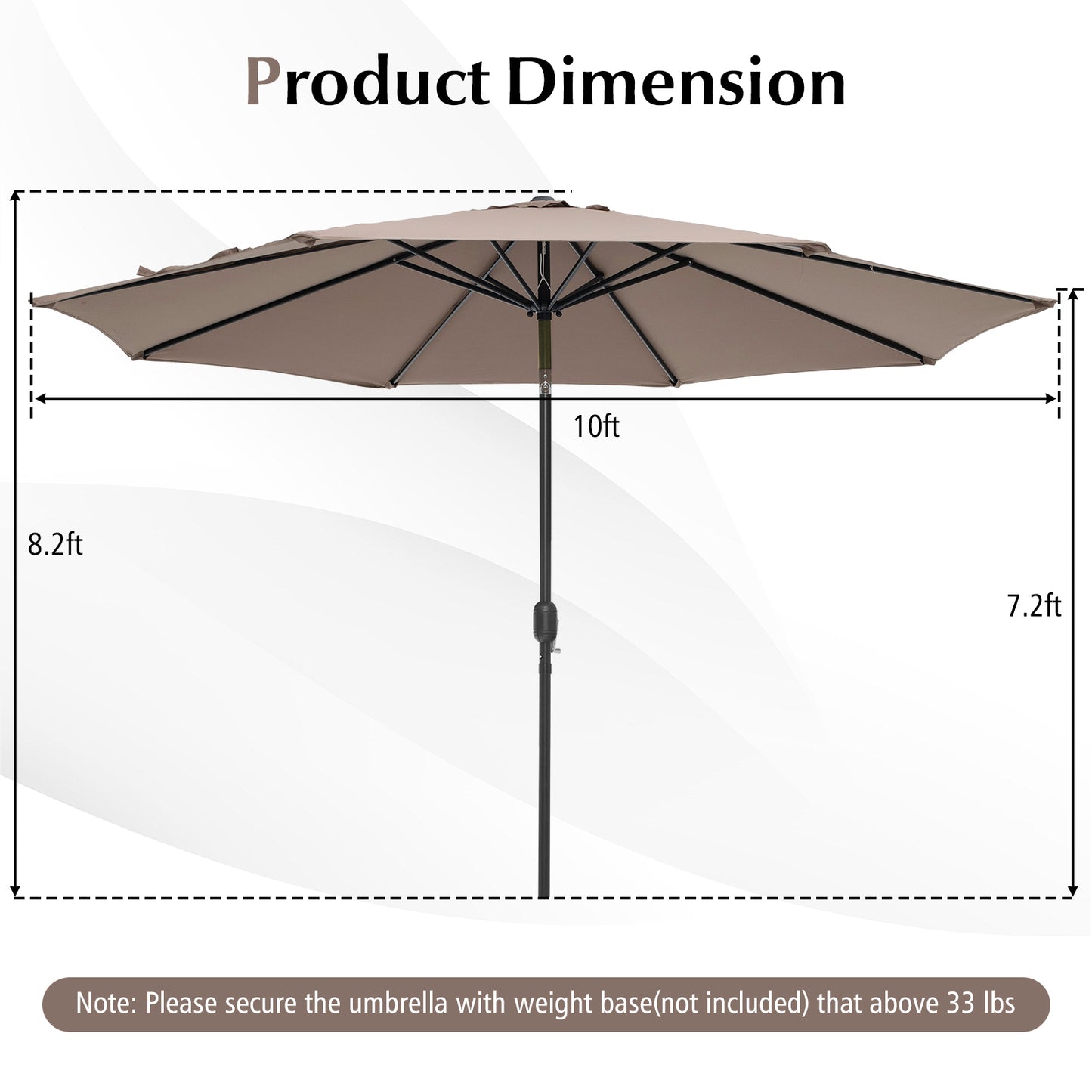 10 Feet Outdoor Patio Umbrella with Tilt Adjustment and Crank-Tan Kids Crystal