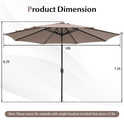 10 Feet Outdoor Patio Umbrella with Tilt Adjustment and Crank-Tan