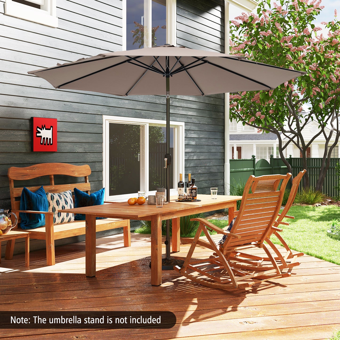 10 Feet Outdoor Patio Umbrella with Tilt Adjustment and Crank-Tan Kids Crystal