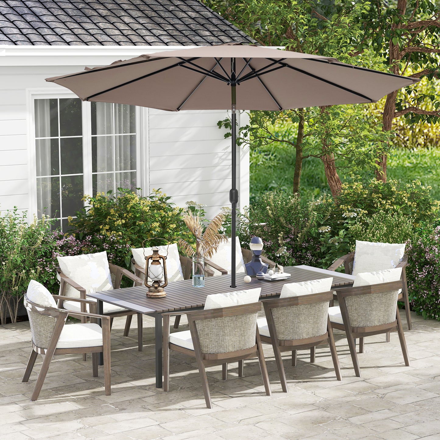 10 Feet Outdoor Patio Umbrella with Tilt Adjustment and Crank-Tan Kids Crystal
