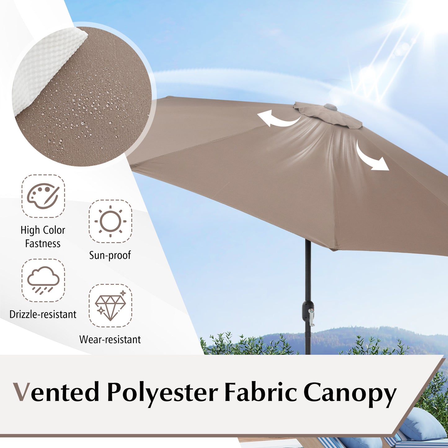 10 Feet Outdoor Patio Umbrella with Tilt Adjustment and Crank-Tan Kids Crystal