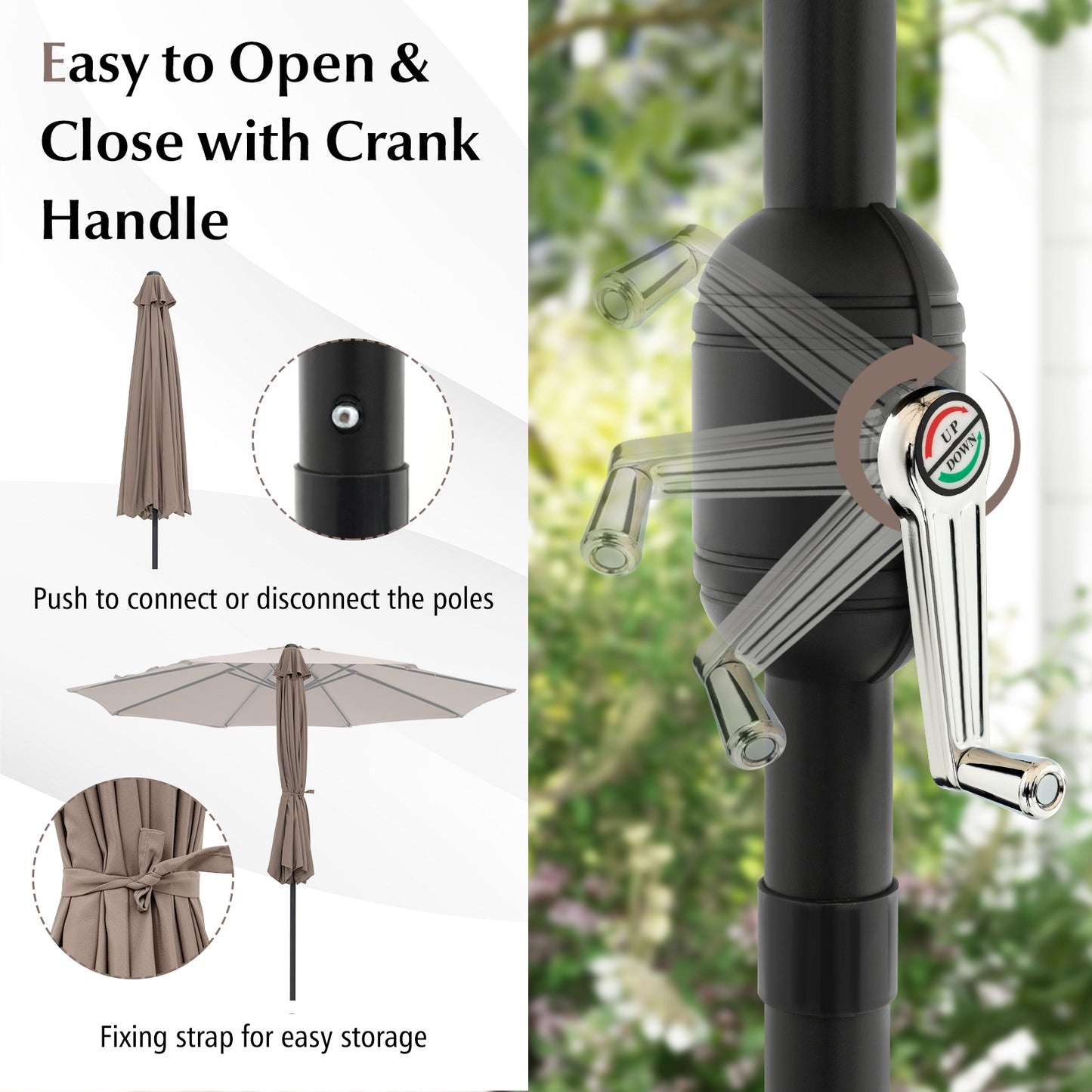 10 Feet Outdoor Patio Umbrella with Tilt Adjustment and Crank-Tan Kids Crystal