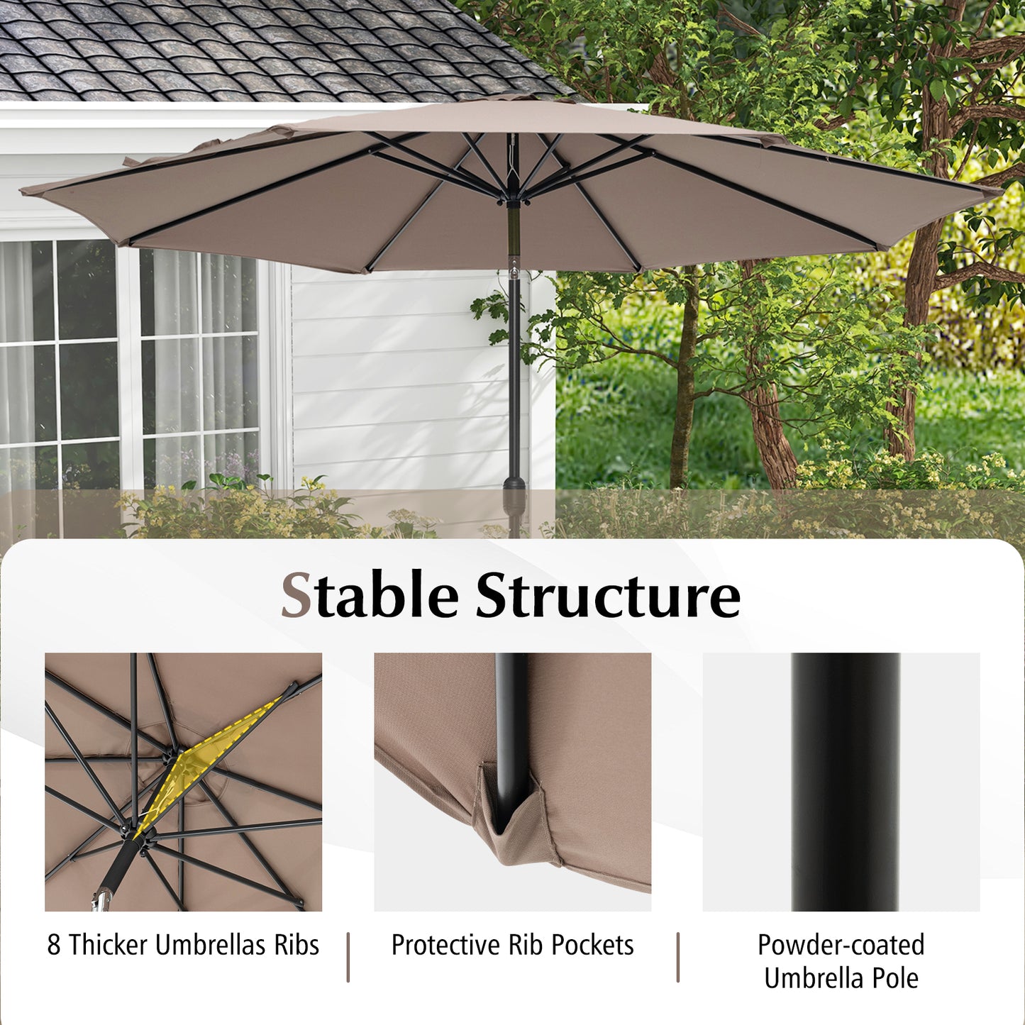 10 Feet Outdoor Patio Umbrella with Tilt Adjustment and Crank-Tan Kids Crystal