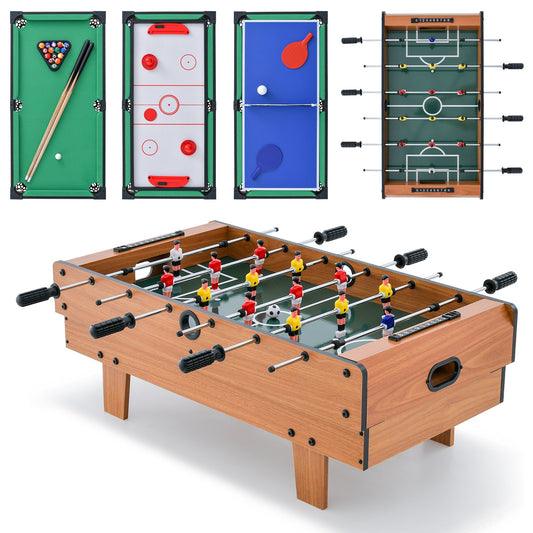 4-in-1 Combo Game Table Set Foosball Table with Billiards and Hockey Kids Crystal