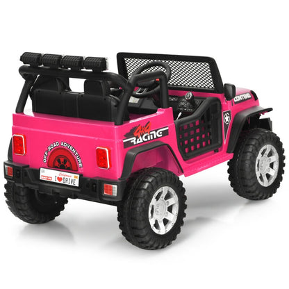 12V Kids Remote Control Electric  Ride On Truck Car with Lights and Music-Pink