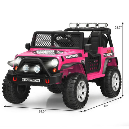 12V Kids Remote Control Electric  Ride On Truck Car with Lights and Music-Pink