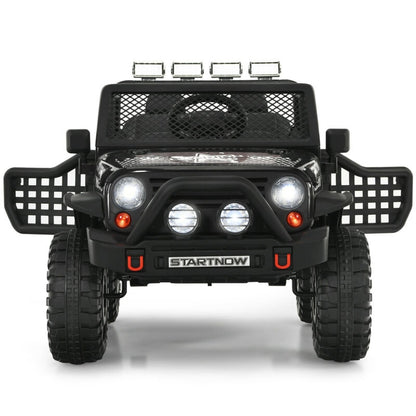 12V Kids Remote Control Electric  Ride On Truck Car with Lights and Music-Black