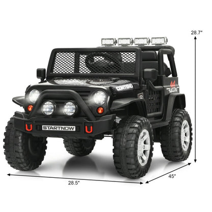 12V Kids Remote Control Electric  Ride On Truck Car with Lights and Music-Black