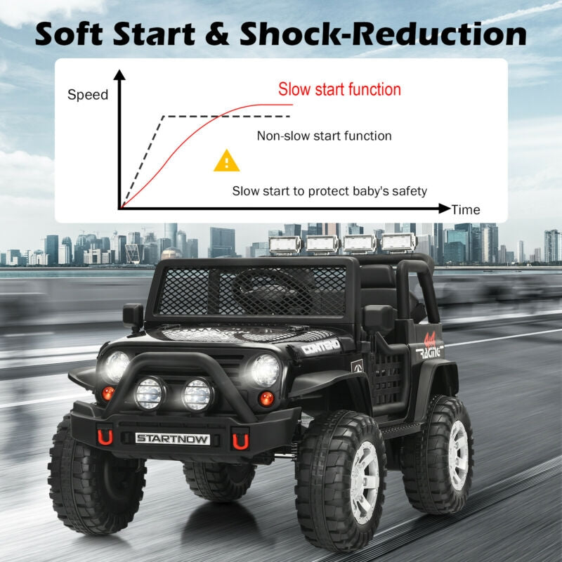 12V Kids Remote Control Electric  Ride On Truck Car with Lights and Music-Black