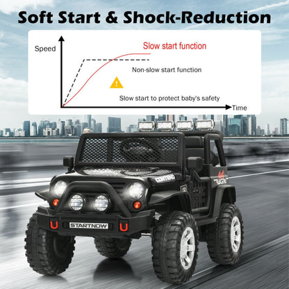 12V Kids Remote Control Electric  Ride On Truck Car with Lights and Music-Black