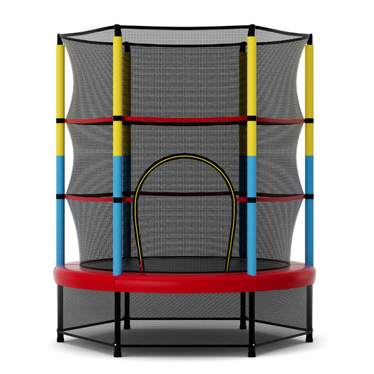 55 Inch Mini Trampoline for Kids with Safety Enclosure Net for Indoor Outdoor Kids Crystal