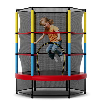 55 Inch Mini Trampoline for Kids with Safety Enclosure Net for Indoor Outdoor