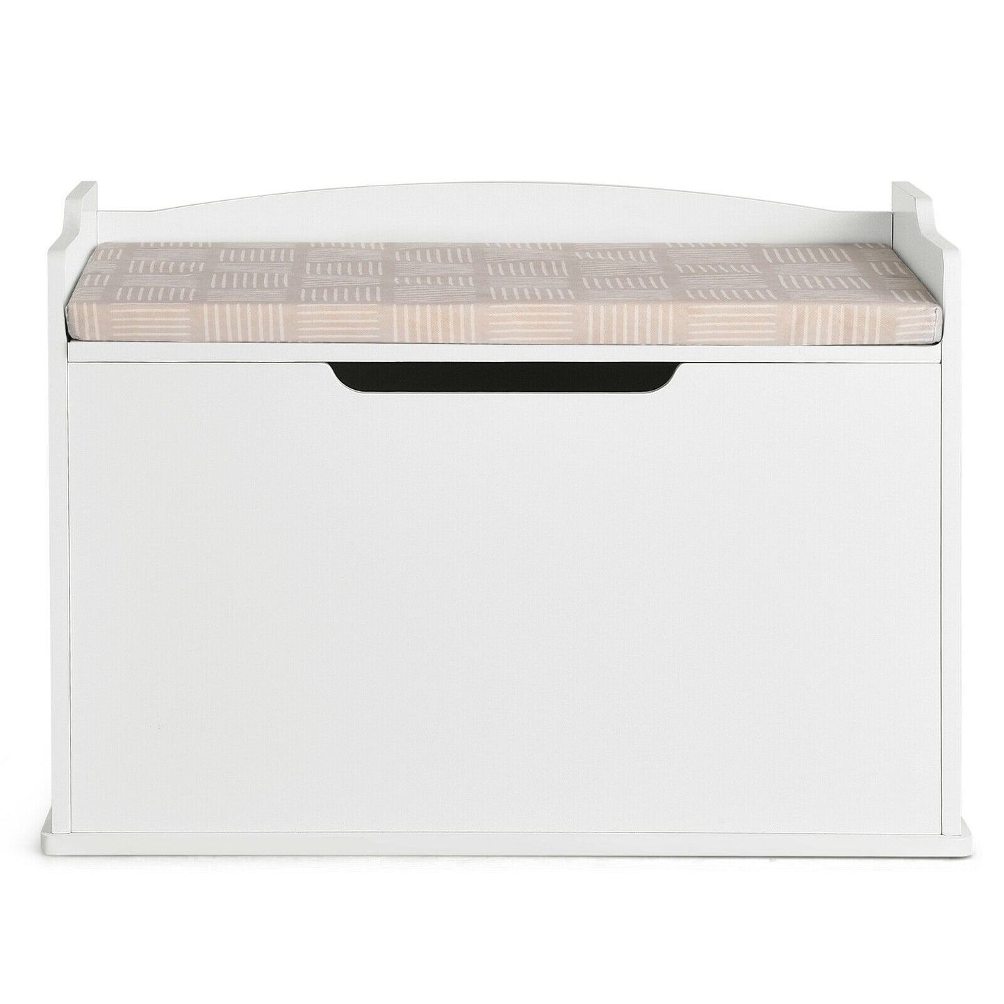 Kids Toy Wooden Flip-top Storage Box Chest Bench with Cushion Hinge-White Kids Crystal