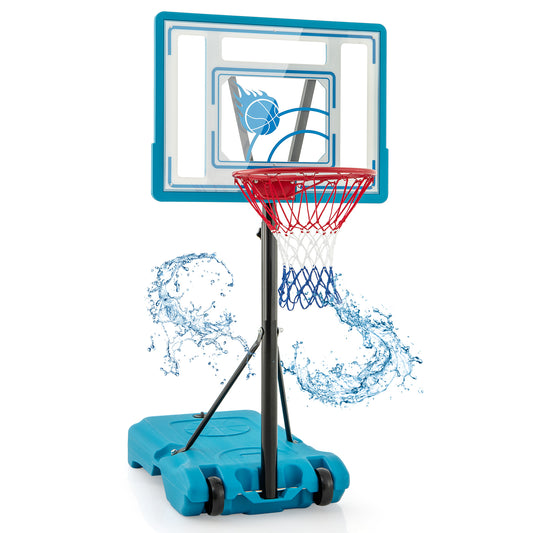 3.8-4.4 Feet Height Adjustable Pool Basketball Hoop for Kids Teens and Adults-Blue Kids Crystal