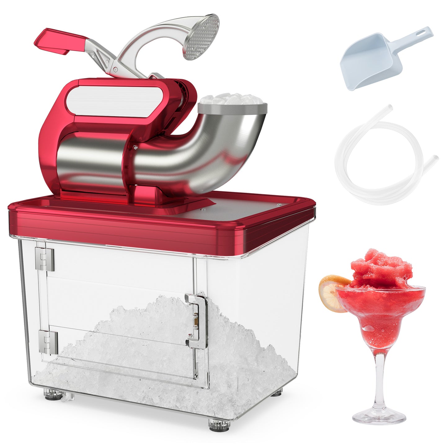 300W Commercial Ice Crusher with Dual Blades and Safety Switch-Red Kids Crystal