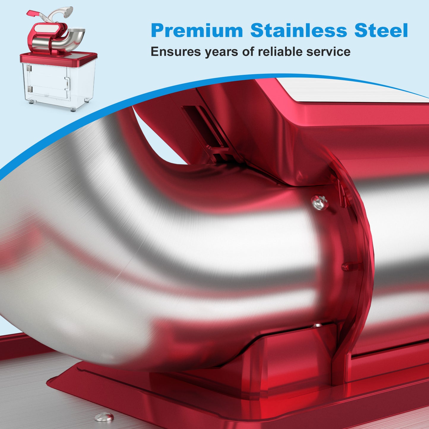 300W Commercial Ice Crusher with Dual Blades and Safety Switch-Red Kids Crystal