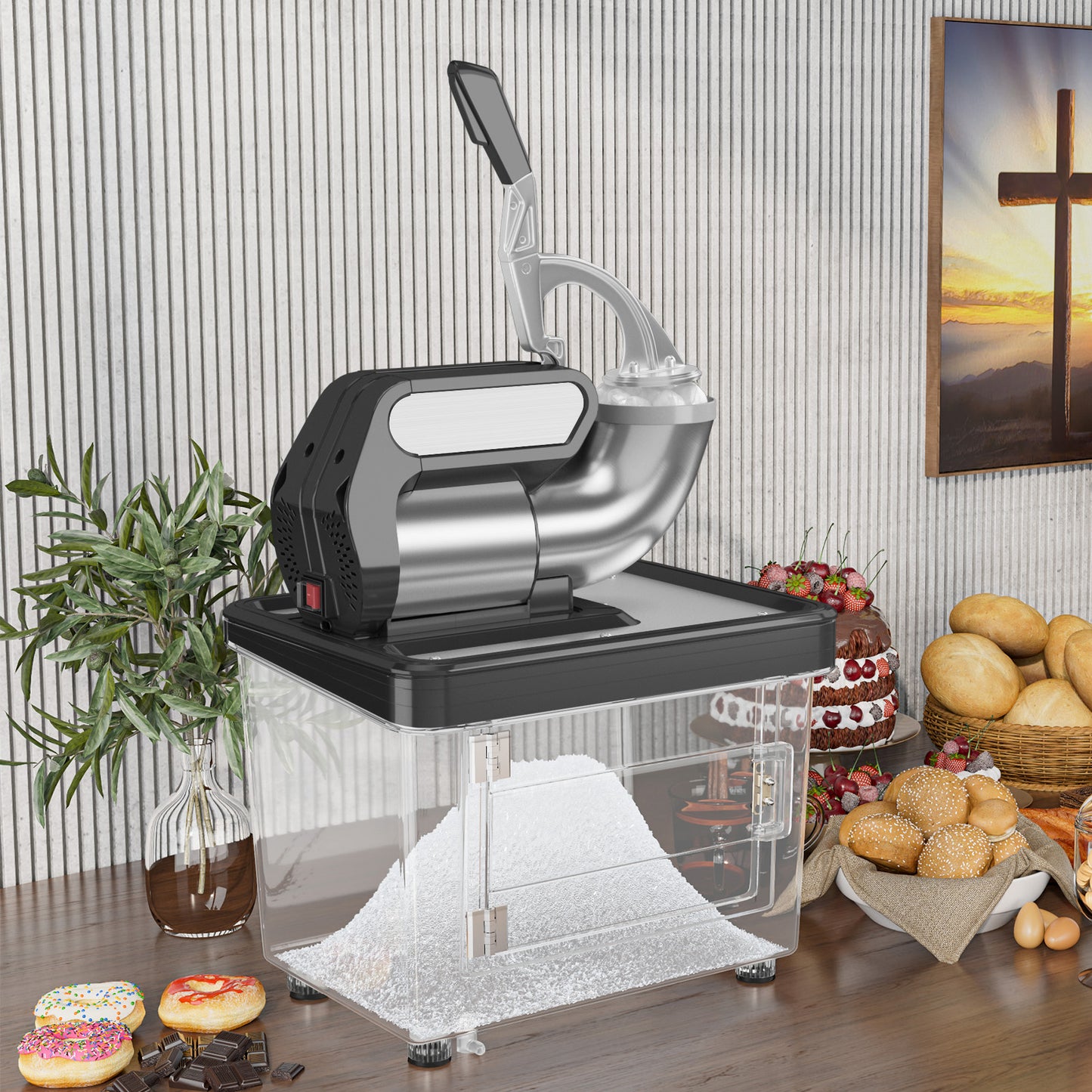 300W Commercial Ice Crusher with Dual Blades and Safety Switch-Black Kids Crystal