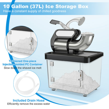 300W Commercial Ice Crusher with Dual Blades and Safety Switch-Black