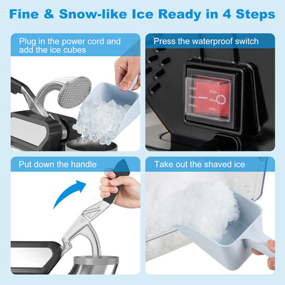300W Commercial Ice Crusher with Dual Blades and Safety Switch-Black