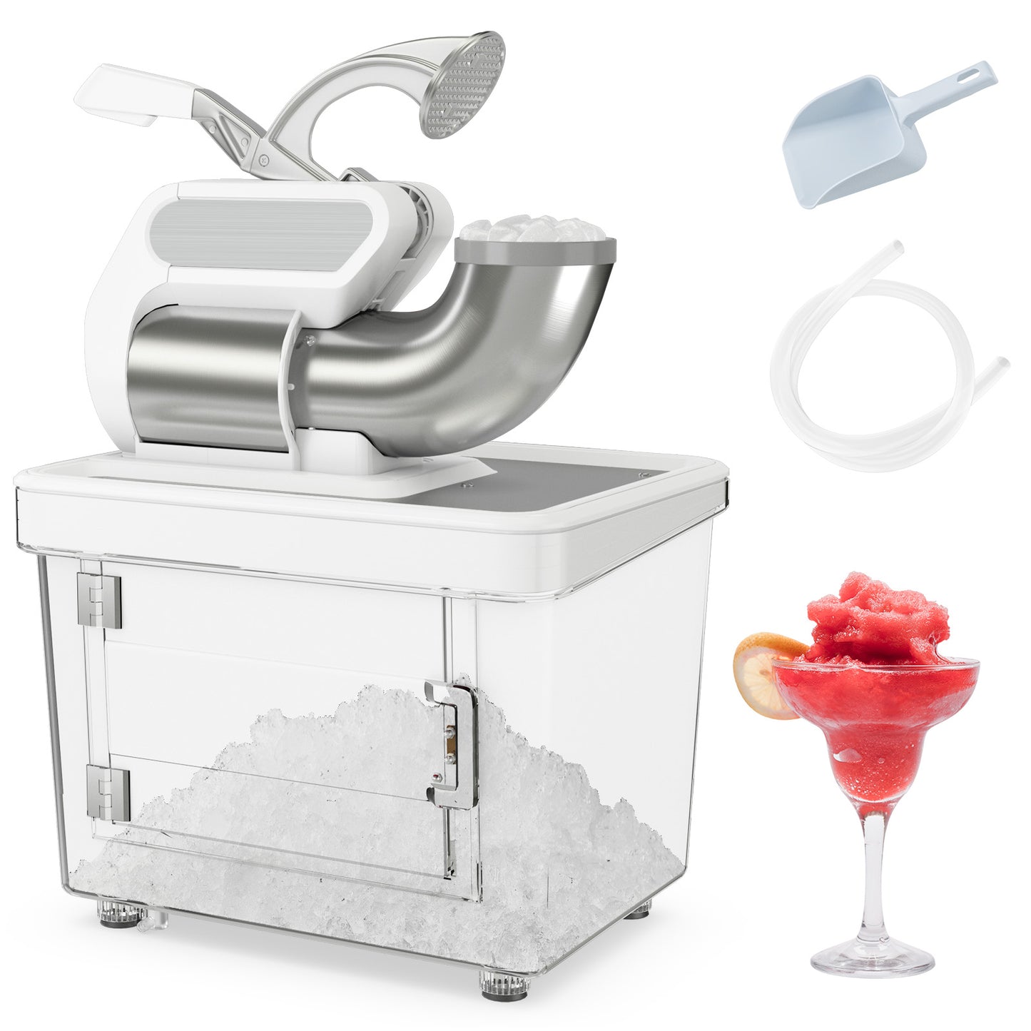 300W Commercial Ice Crusher with Dual Blades and Safety Switch-White Kids Crystal