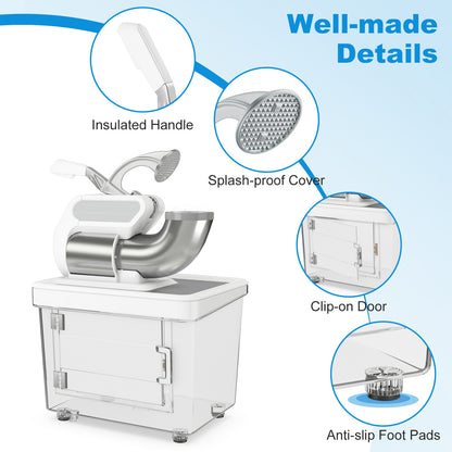 300W Commercial Ice Crusher with Dual Blades and Safety Switch-White