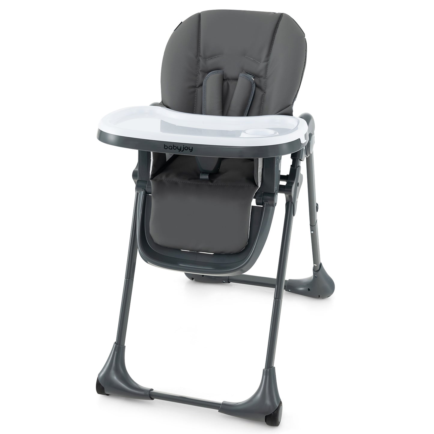 3-In-1 Convertible Baby High Chair with 7 Heights and Double Food Tray-Dark Gray Kids Crystal