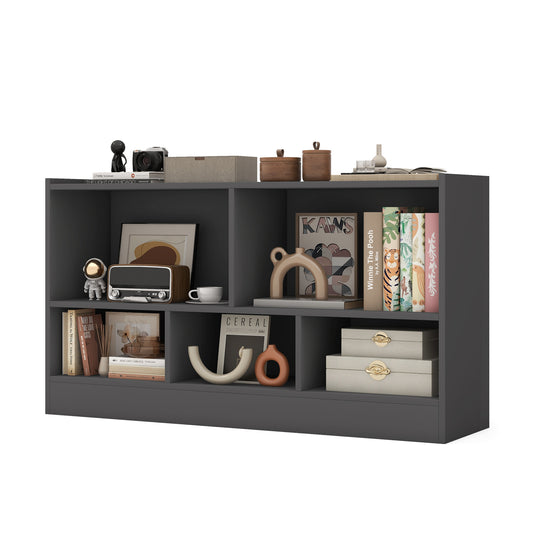 Kids 2-Shelf Bookcase 5-Cube Wood Toy Storage Cabinet Organizer-Gray Kids Crystal