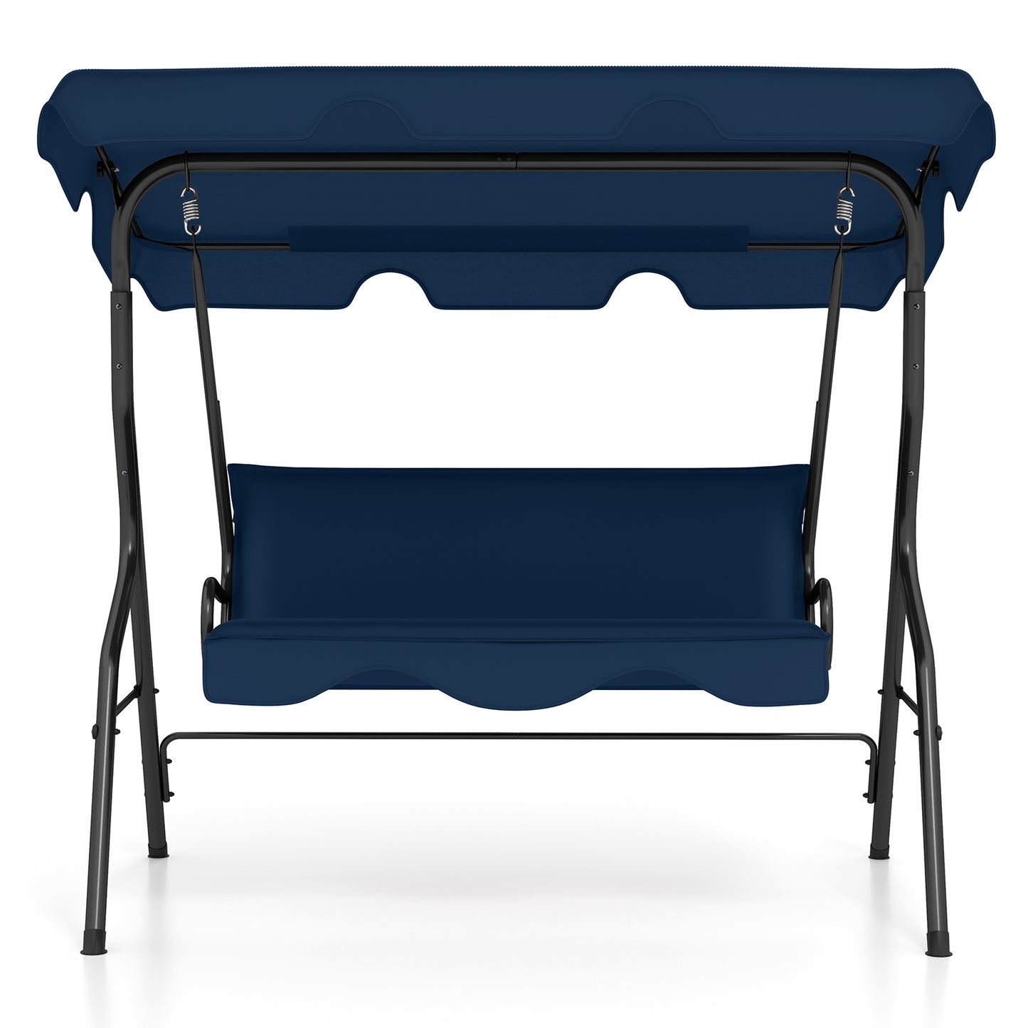 3-Seat Outdoor Patio Canopy Swing with Cushioned Steel Frame-Navy Kids Crystal