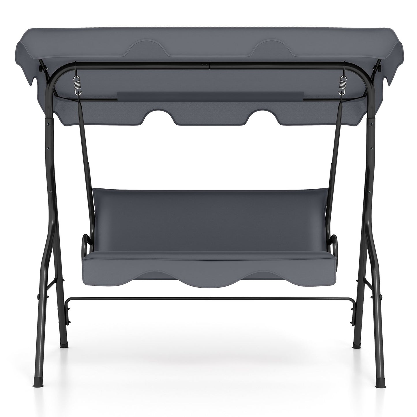 3-Seat Outdoor Patio Canopy Swing with Cushioned Steel Frame-Gray Kids Crystal