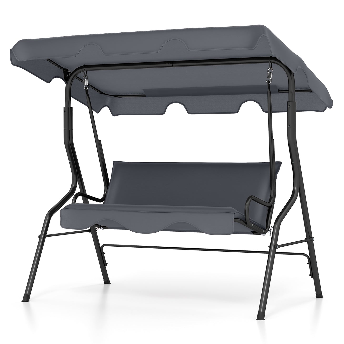 3-Seat Outdoor Patio Canopy Swing with Cushioned Steel Frame-Gray Kids Crystal