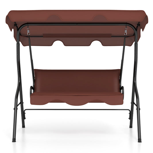 3 Seats Patio Canopy Swing-Brown Kids Crystal