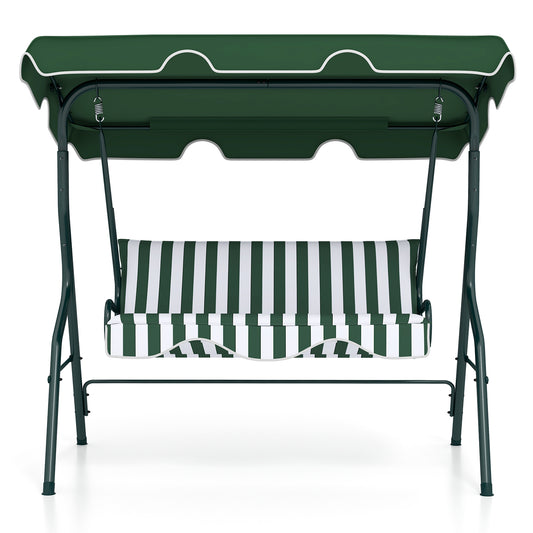 3 Seats Patio Canopy Swing-Green Kids Crystal