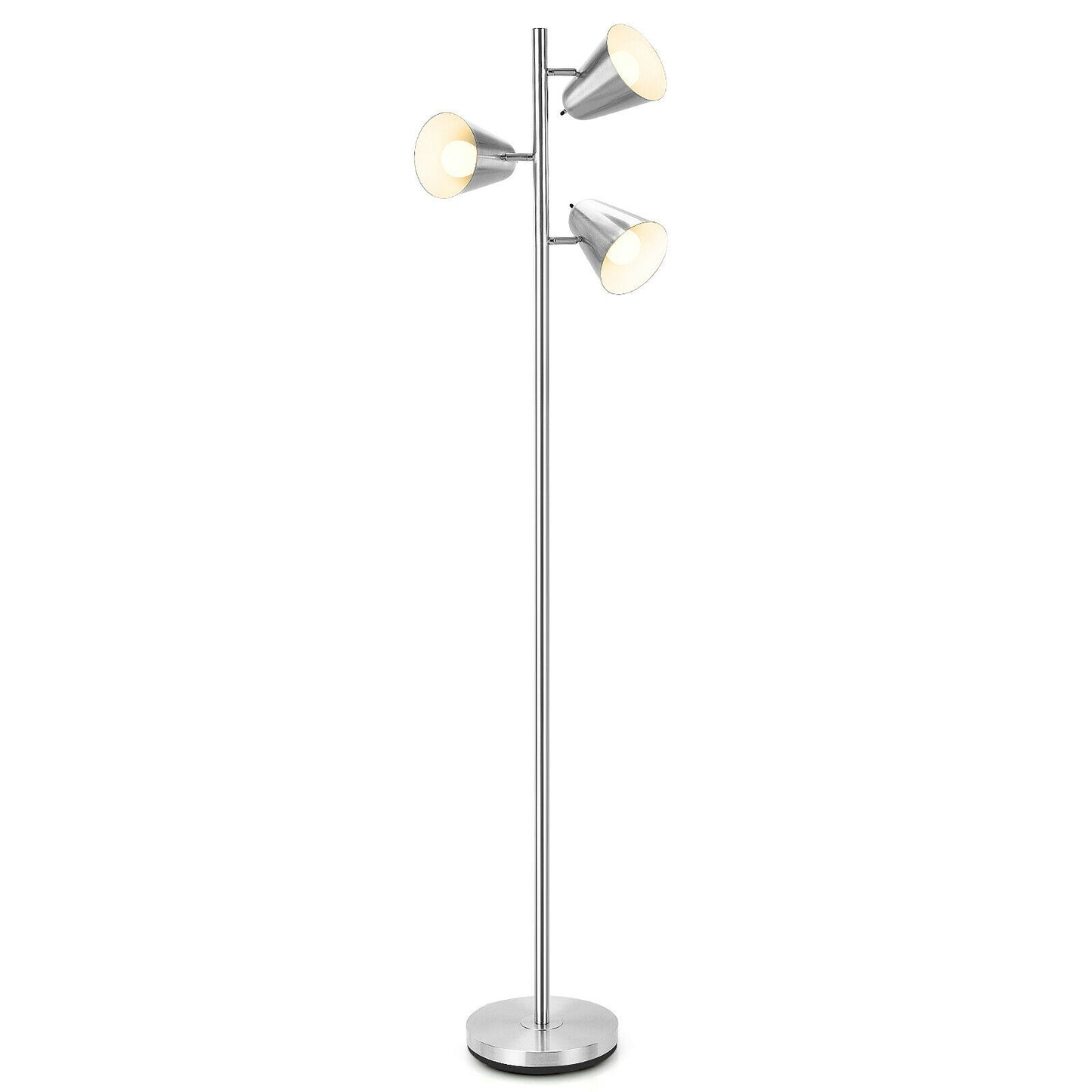 64 Inch 3-Light LED Floor Lamp Reading Light for Living Room Bedroom-Silver Kids Crystal