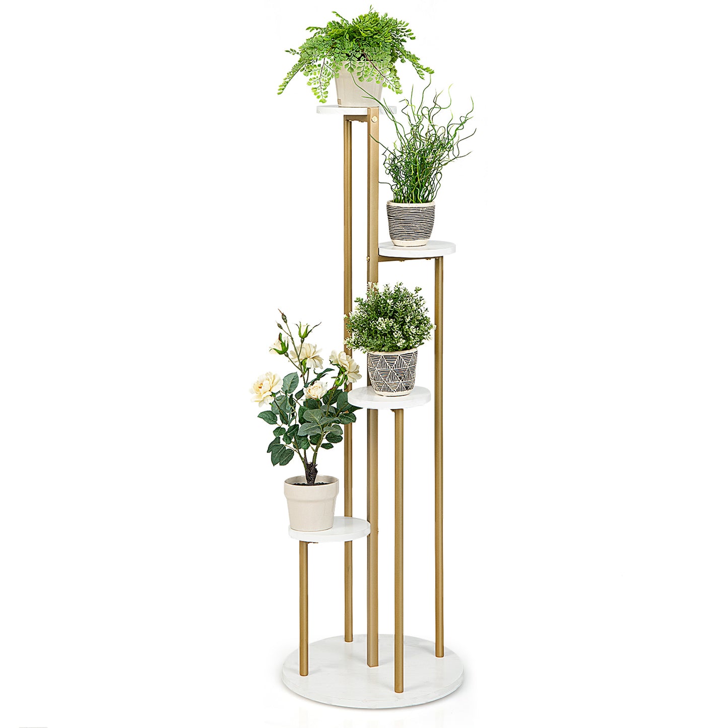 4-Tier 48.5 Inch Metal Plant Stand-White Kids Crystal