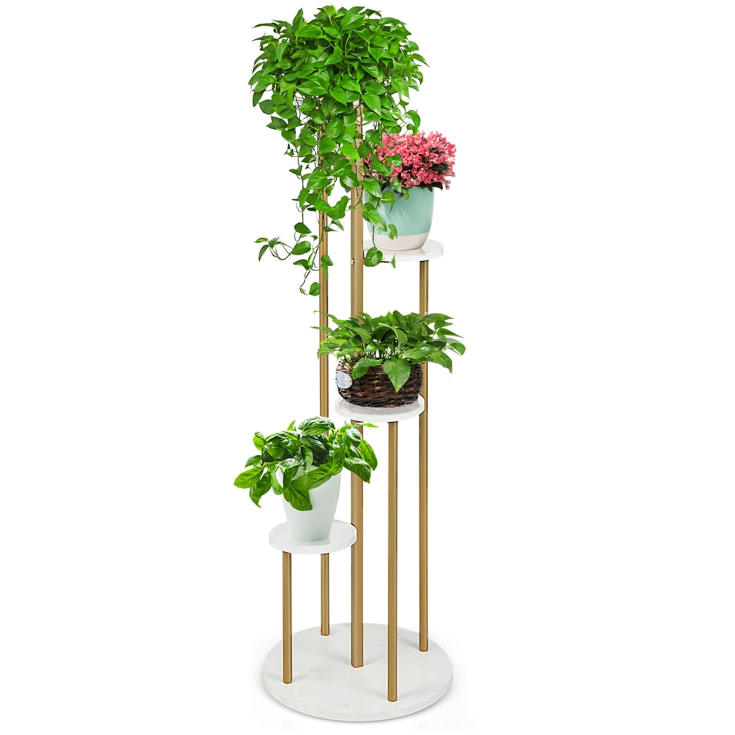 4-Tier 48.5 Inch Metal Plant Stand-White Kids Crystal