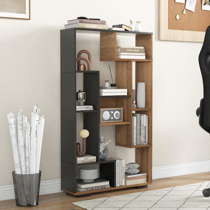 47-Inch Tall Bookshelf for Home Office Living Room-Natural & Black