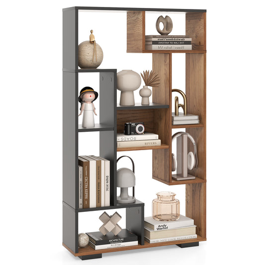 47-Inch Tall Bookshelf for Home Office Living Room-Natural & Black Kids Crystal