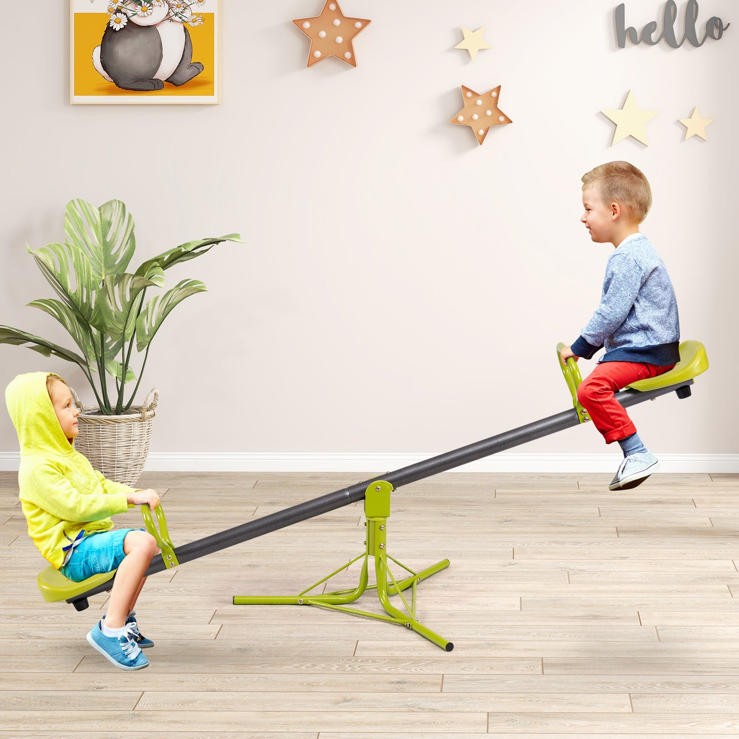 Kids Seesaw Swivel Children Teeter Totter Outdoor Play Set for 2 Children Kids Crystal