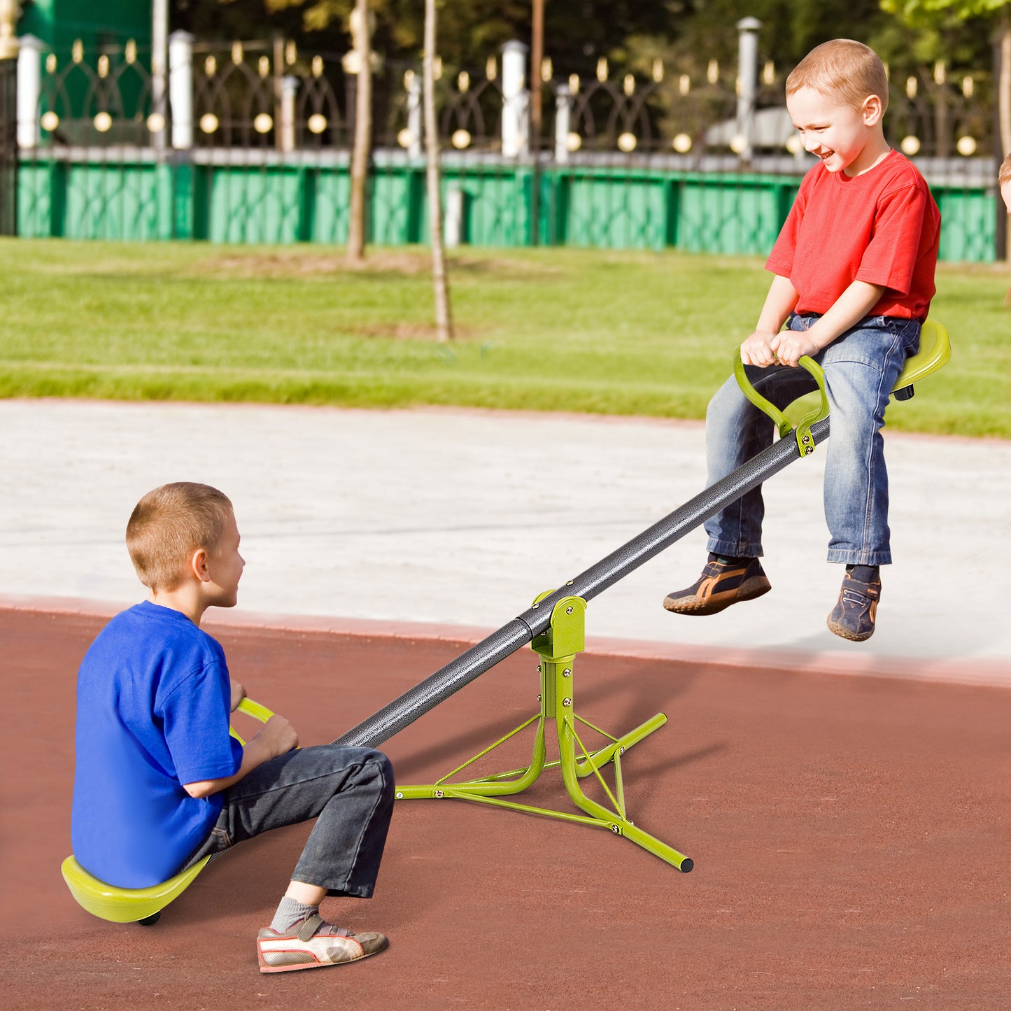 Kids Seesaw Swivel Children Teeter Totter Outdoor Play Set for 2 Children Kids Crystal