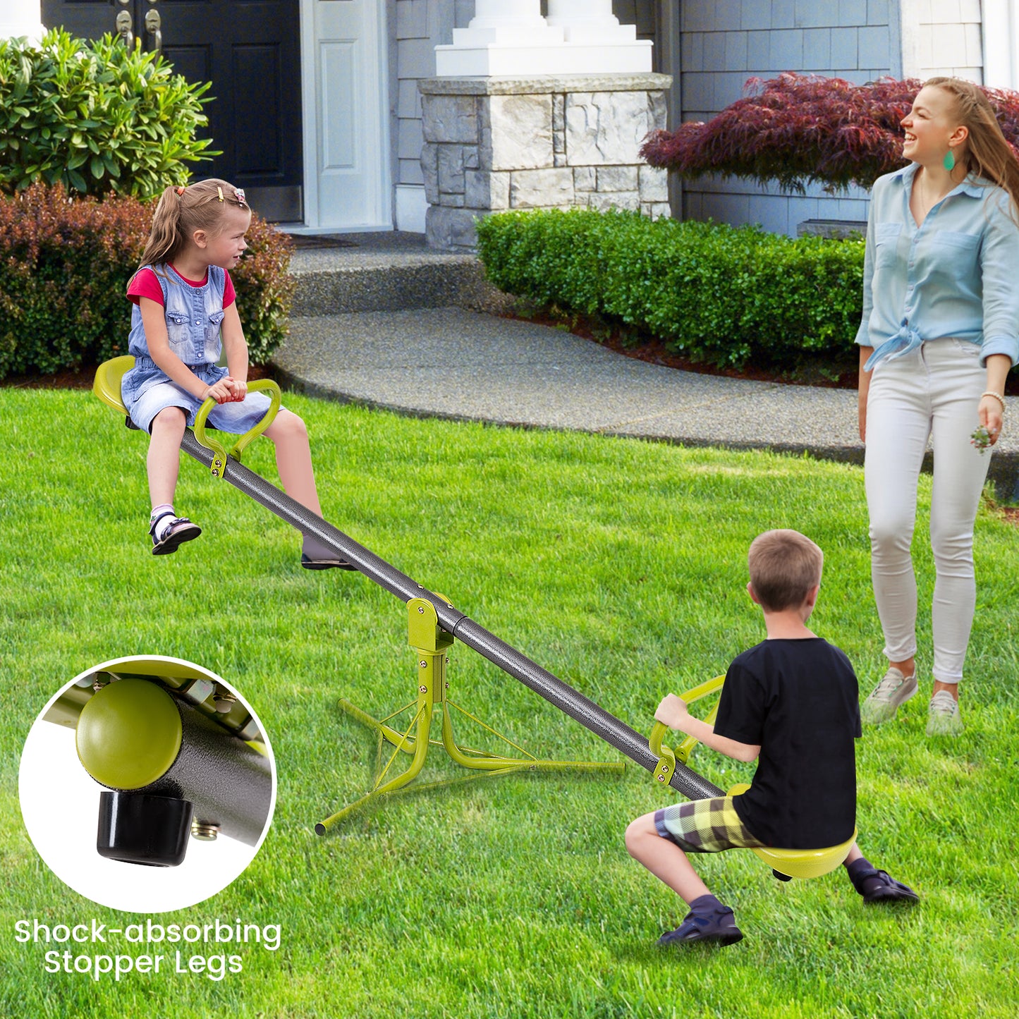 Kids Seesaw Swivel Children Teeter Totter Outdoor Play Set for 2 Children Kids Crystal