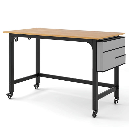 48 Inch Rolling Computer Desk with Heavy-duty Metal Frame for Home and Office-Natural Kids Crystal