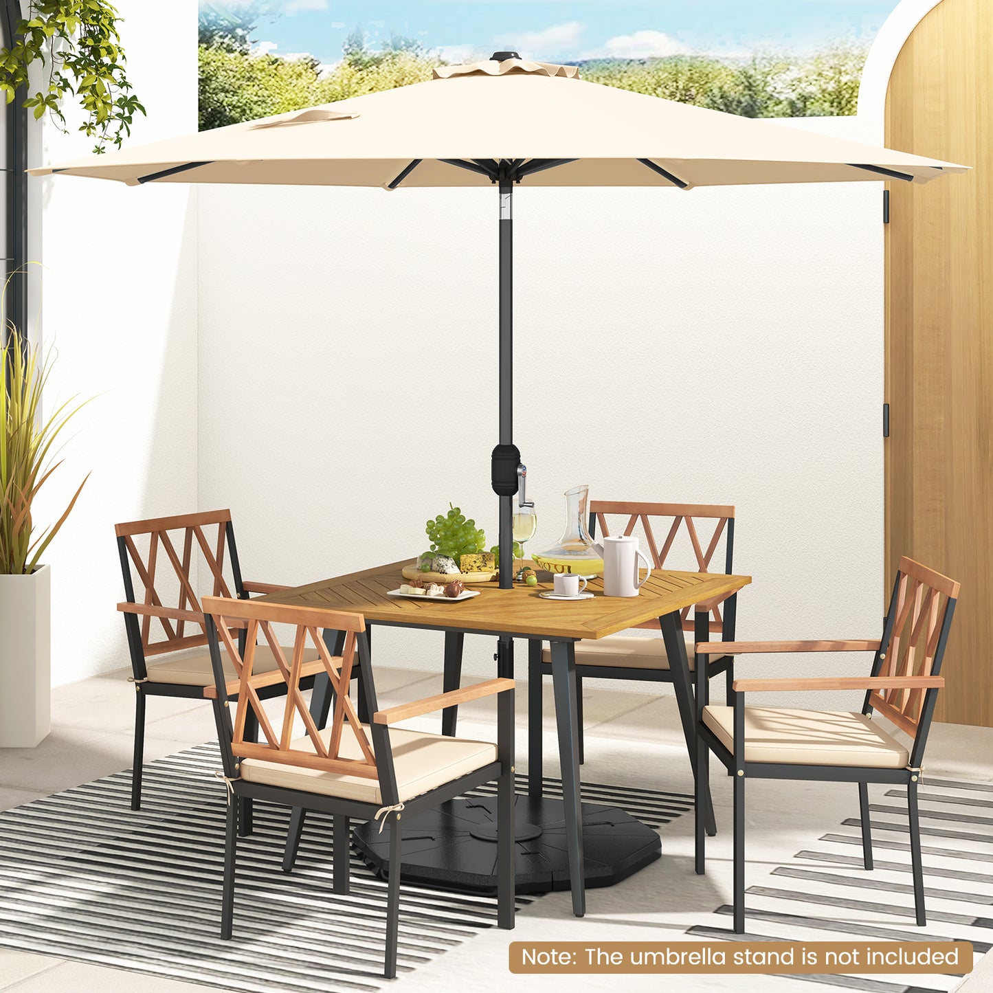 9 ft Outdoor Market Patio Table Umbrella Push Button Tilt Crank Lift-Beige Kids Crystal