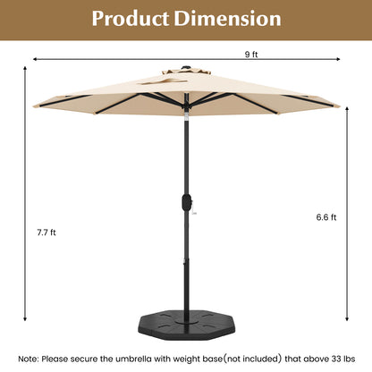 9 ft Outdoor Market Patio Table Umbrella Push Button Tilt Crank Lift-Beige