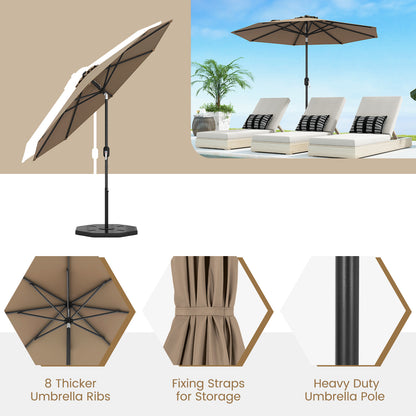 9 ft Outdoor Market Patio Table Umbrella Push Button Tilt Crank Lift-Tan