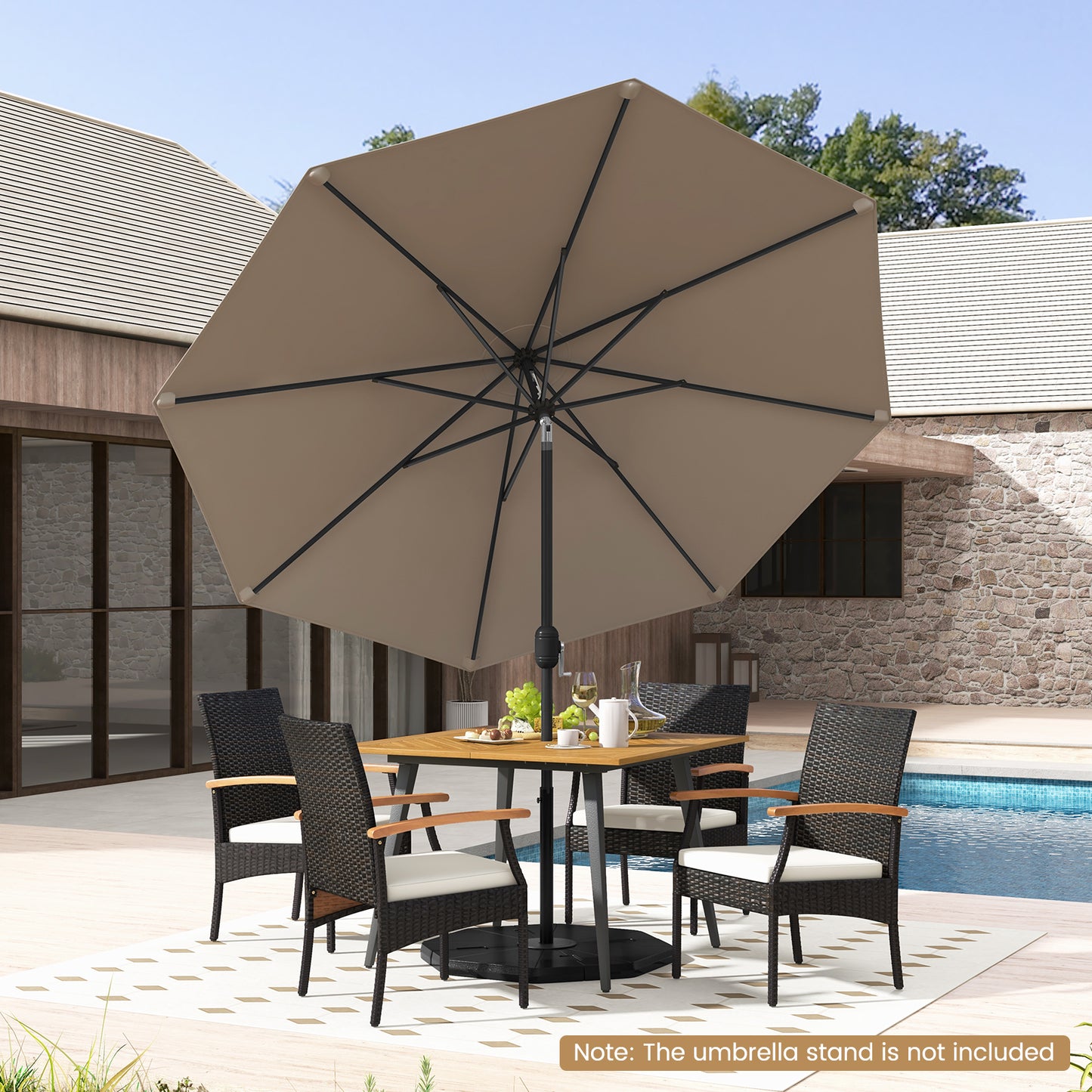 9 ft Outdoor Market Patio Table Umbrella Push Button Tilt Crank Lift-Tan Kids Crystal