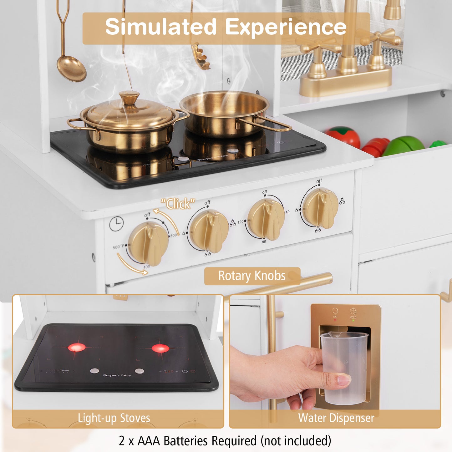 Pretend Play Kitchen for Kids with Coffee Maker-White Kids Crystal